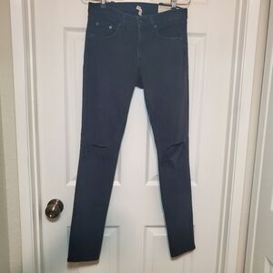 RAG & BONE Stretch Skinny Jeans  Black w/ Holes Distressed 27